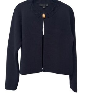 Zara Navy Knit Cardigan with Gold Accent